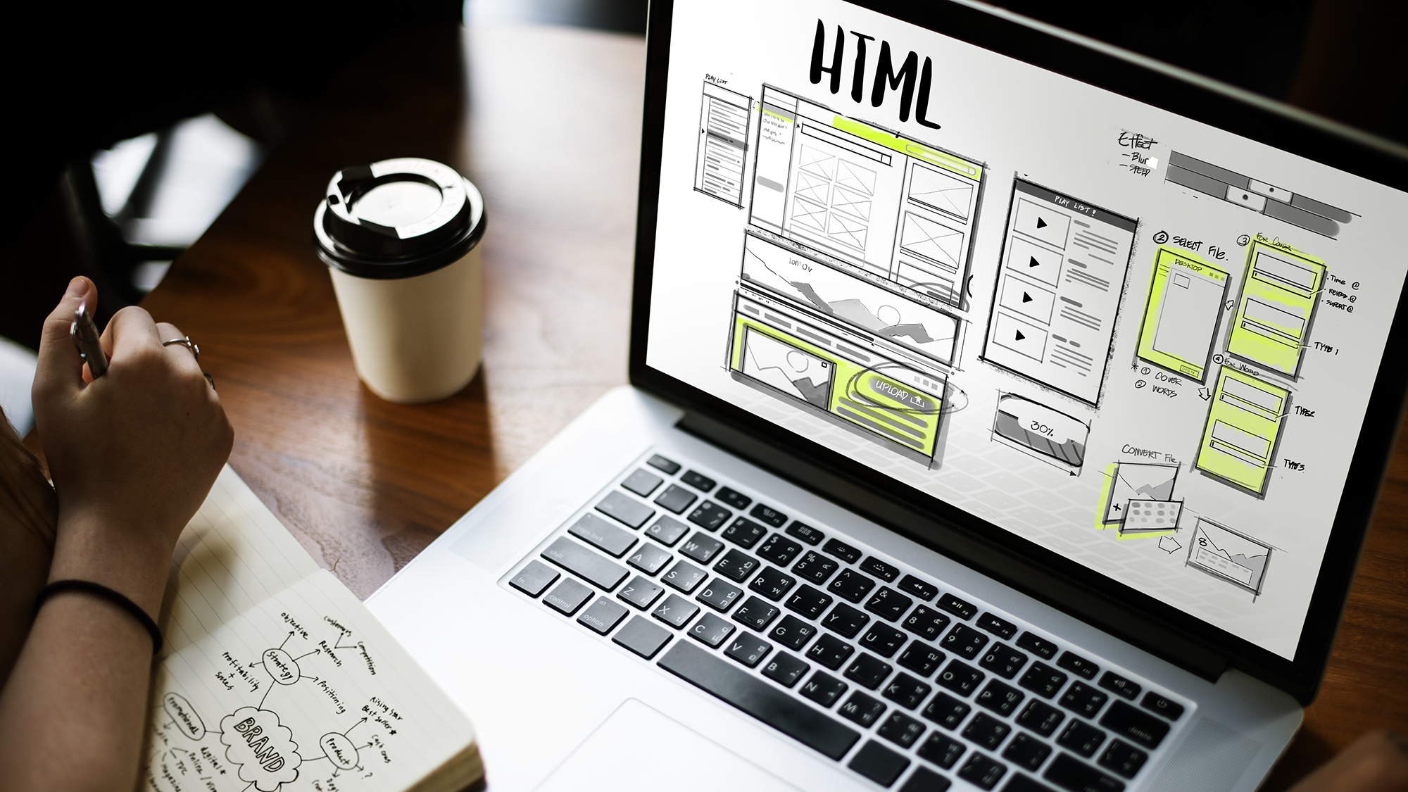 Website development layout sketch drawing